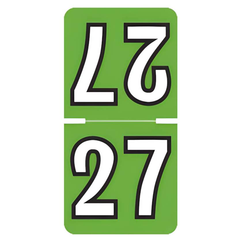 Arden Label TCPK-27 Colwell Compatible TCPK Series 2027 Top-Tab Year Labels - Size 1" H x 1/2" W