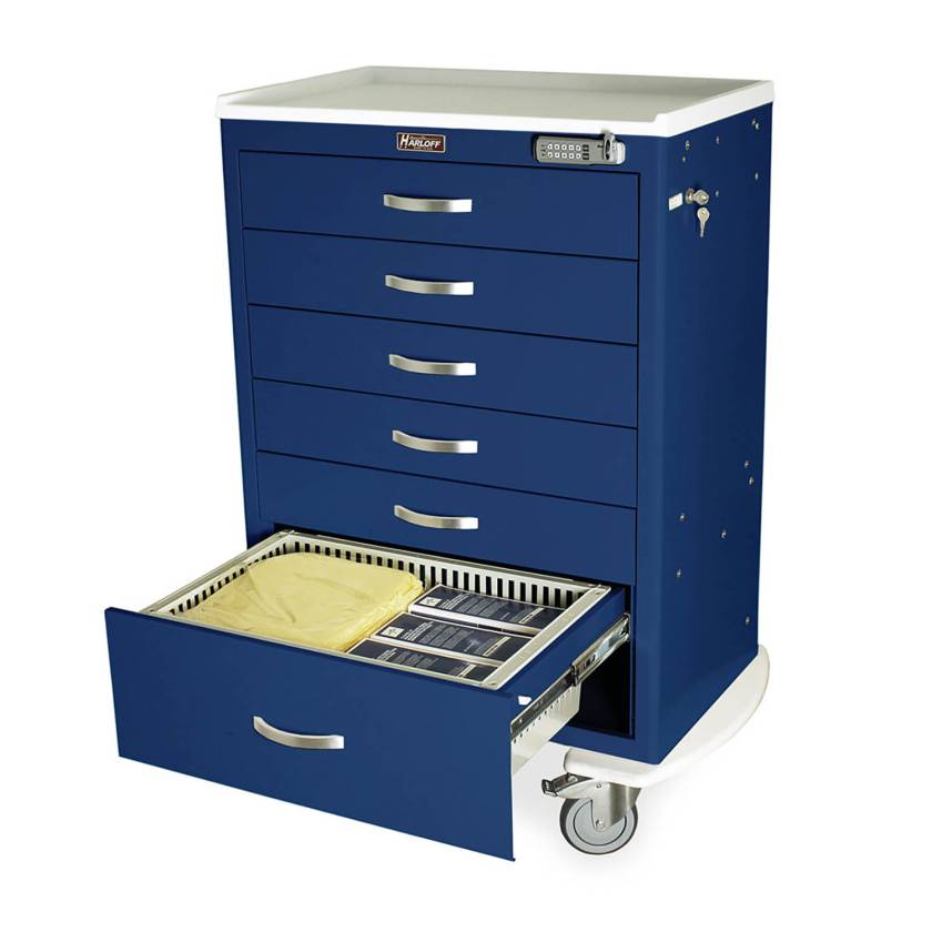 Harloff TPS3028EC6 T-Series Standard Width Tall Anesthesia Cart with Six Drawers, Basic Electronic Pushbutton Lock (Tray is sold separately, and supplies are not included.)
