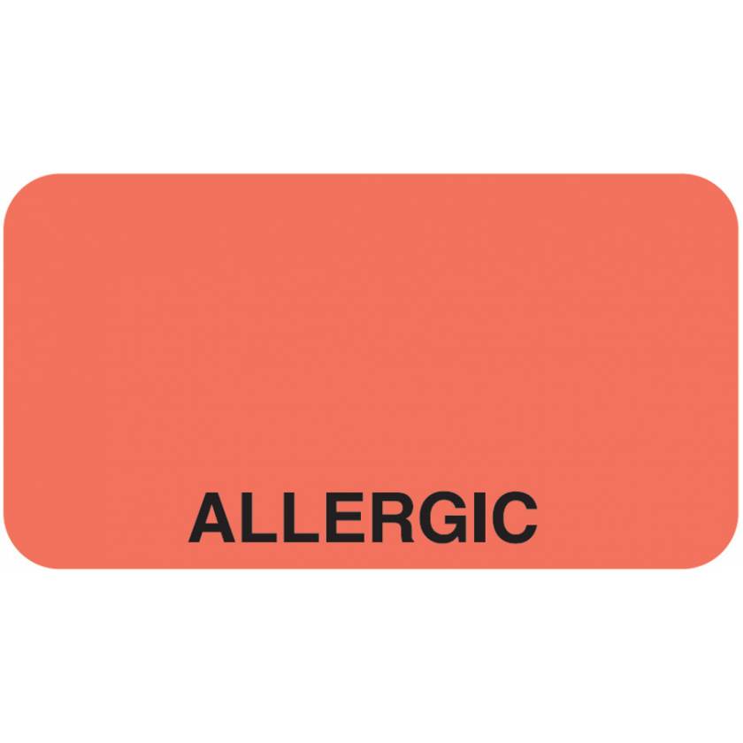 ALLERGIC Label - Size 1 5/8"W x 7/8"H