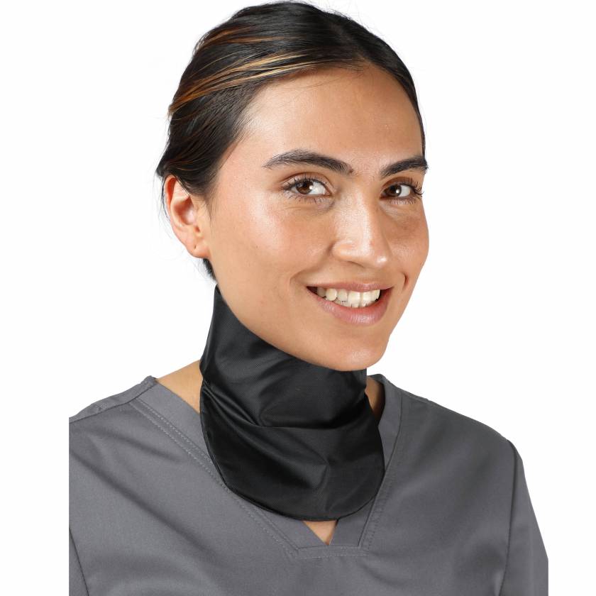 Universal Medical UM-QSTC-BLK Fast Ship Lightweight Lead Thyroid Shield - Black Nylon (Front View)
