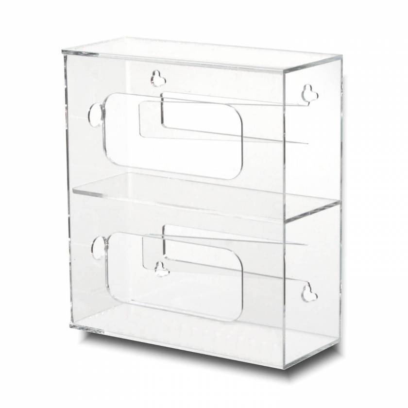 Clear Acrylic TwoPocket Glove Dispenser Exam Glove Box Holder M3082