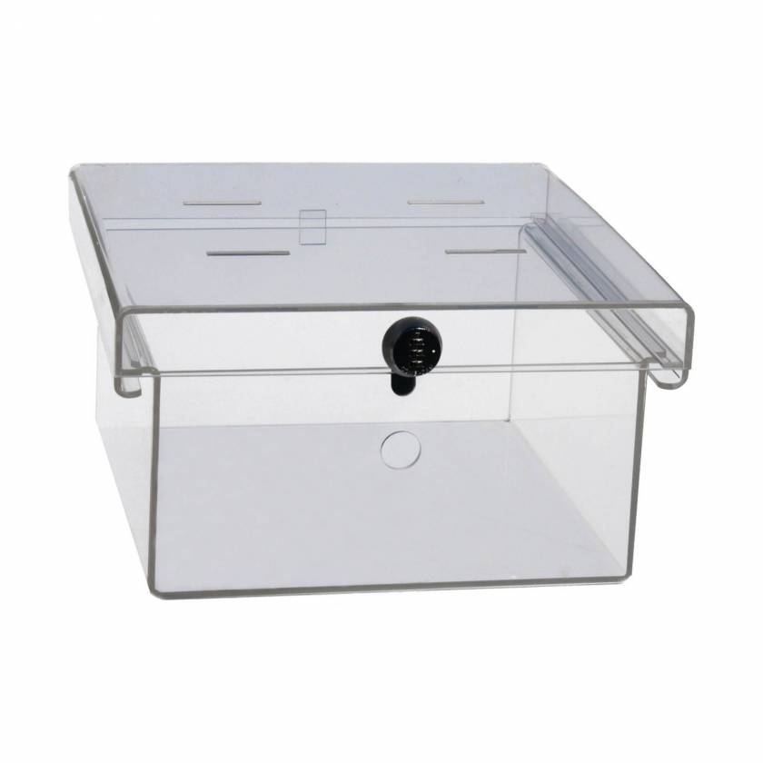 UM3093 Clear Acrylic Refrigerator Lock Box Shown with Combination Lock