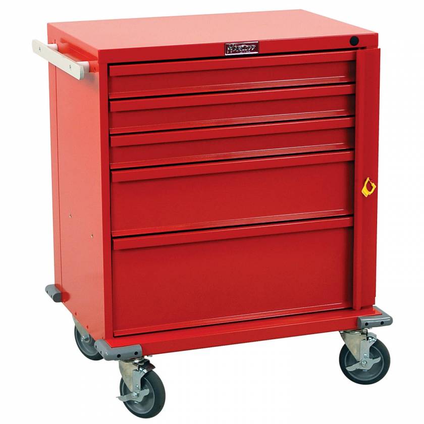 Harloff V-Series Short Emergency Cart Five Drawer with Breakaway Lock