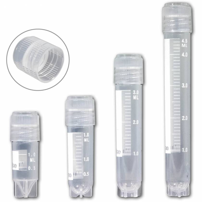MTC Bio Self Standing Externally Threaded Cryogenic Vials with Silicone O-Ring Caps
