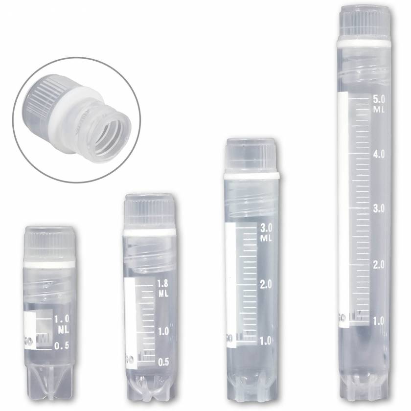MTC Bio Self Standing Internally Threaded Cryogenic Vials with Silicone O-Ring Caps