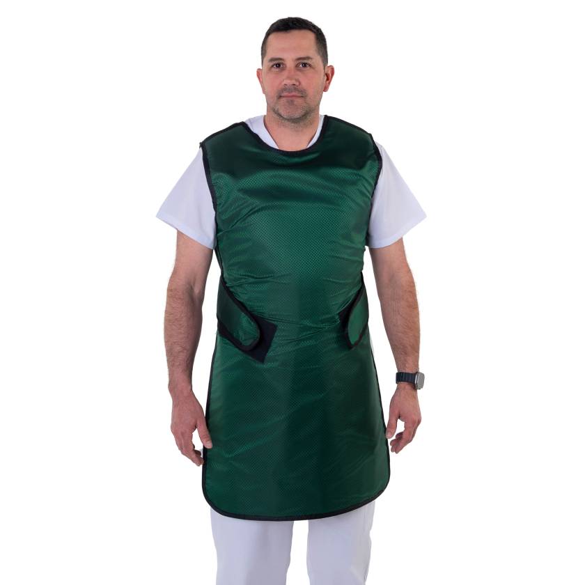 Shielding Model 790 Ultra Light Lead Apron Plain Back with Hook and Loop Closure in Kelly Green Diamond Ripstop