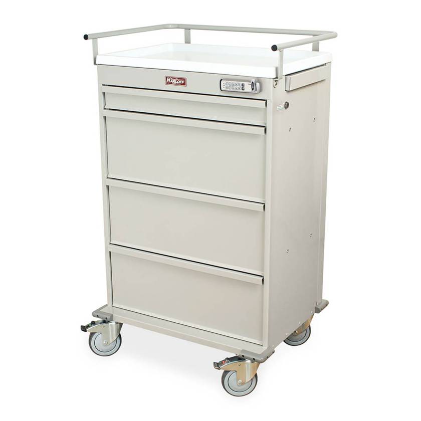 Harloff VLT150EMOT Value Line MOT® Compatible Medication Cart with Basic Electronic Pushbutton Lock (Shown in Light Gray Color)