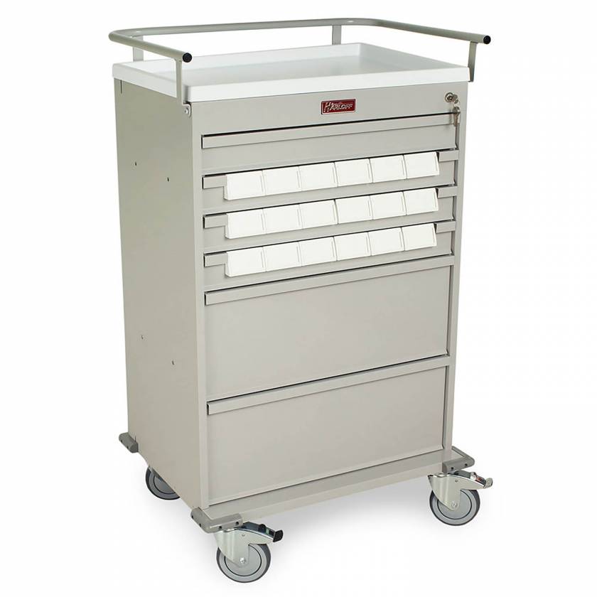 Harloff VLT18BIN3 Value Line 18 - 3.5" Med-Bin Medication Cart with Key Lock