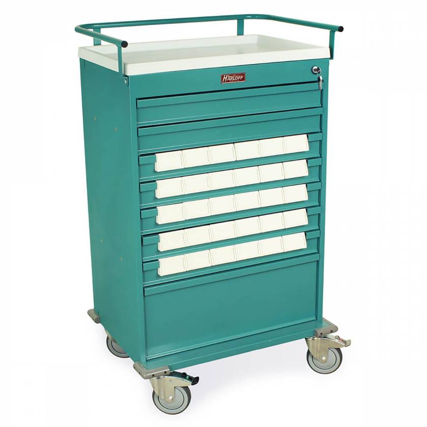 Harloff  VLT30BIN3 Value Line 30 - 3.5" Med-Bin Medication Cart with Key Lock