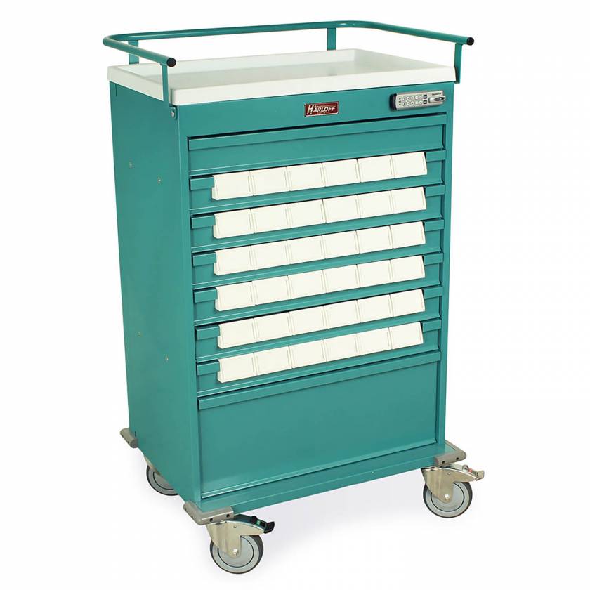 Harloff Value Line 36 - 3.5" Med-Bin Medication Cart with Basic Electronic Pushbutton Lock