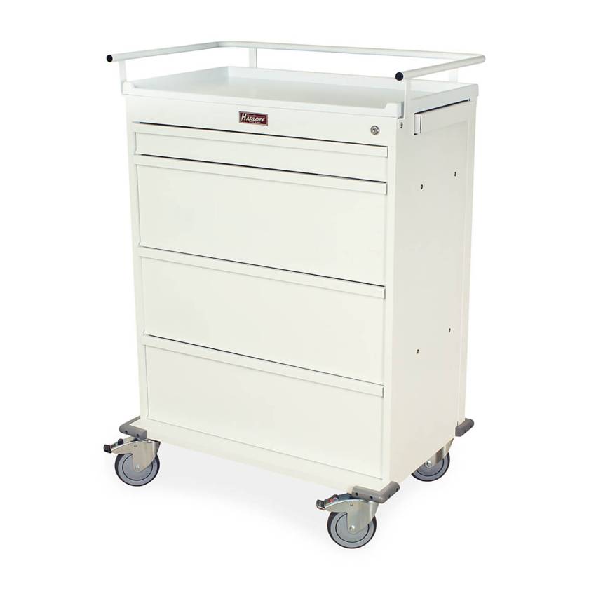Harloff VLT480PC Value Line 480 Punch Card Medication Cart with Key Lock, Locking Narcotics Box (Shown in White Color)