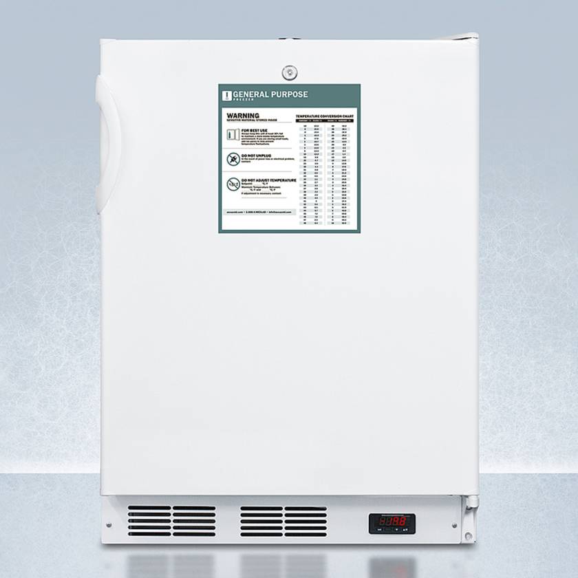 Accucold VT65MLBIADAGP ADA Height General Purpose Built-In All-Freezer with 3 Basket Drawers, Right Handle Solid Door, 3.5 Cubic Feet - Front View