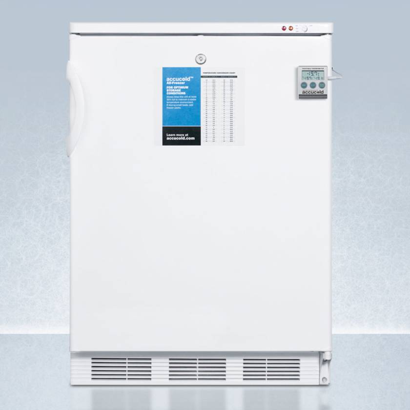 Accucold VT65MLBIPLUS2 PLUS2 Series Height-Adjustable Built-In All-Freezer with 3 Basket Drawers, Right Handle Solid Door, 3.2 Cubic Feet - Front View