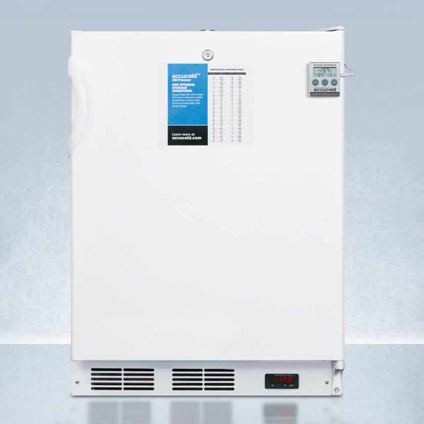Accucold VT65MLBIPLUS2ADA PLUS2 Series ADA Height Built-In All-Freezer with 3 Glass Drawers, Right Handle Solid Door, 3.2 Cubic Feet - Front View
