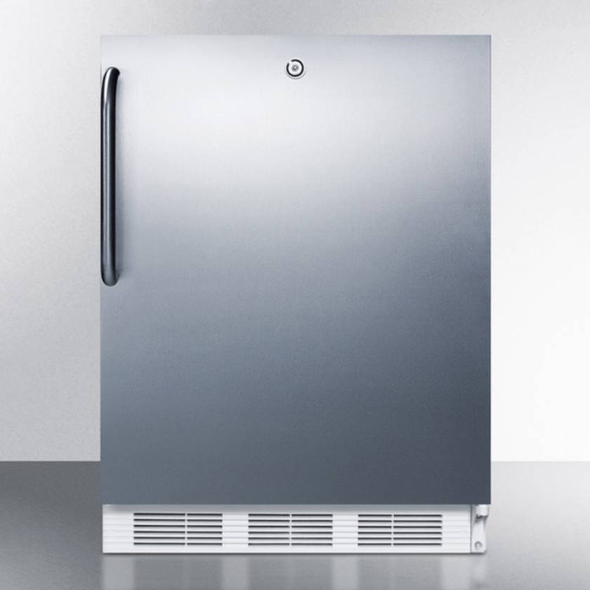 Accucold VT65MLCSS All-Freezer with 3 Basket Drawers, Right Handle Stainless Steel Door, 3.5 Cubic Feet - Front View
