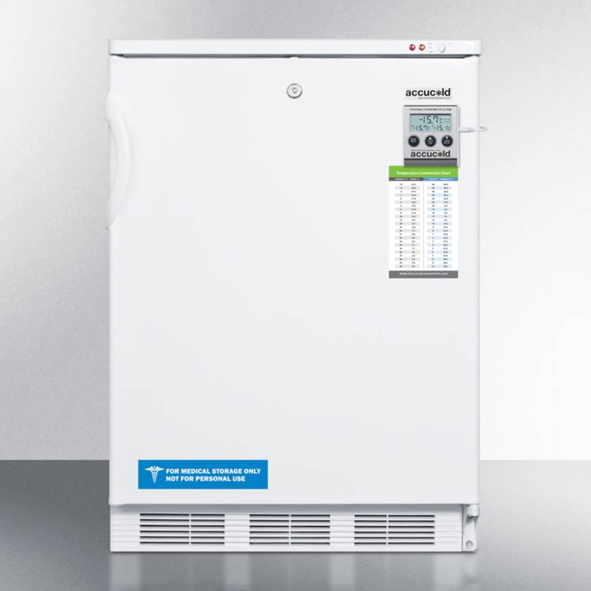 Accucold VT65MLMED MED Series All-Freezer with 3 Basket Drawers, Right Handle Solid Door, 3.2 Cubic Feet - Front View