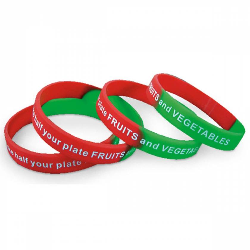 Life/form Silicone Wristbands - Fruits and Veggies - 8 x 1/2 - Package of 50