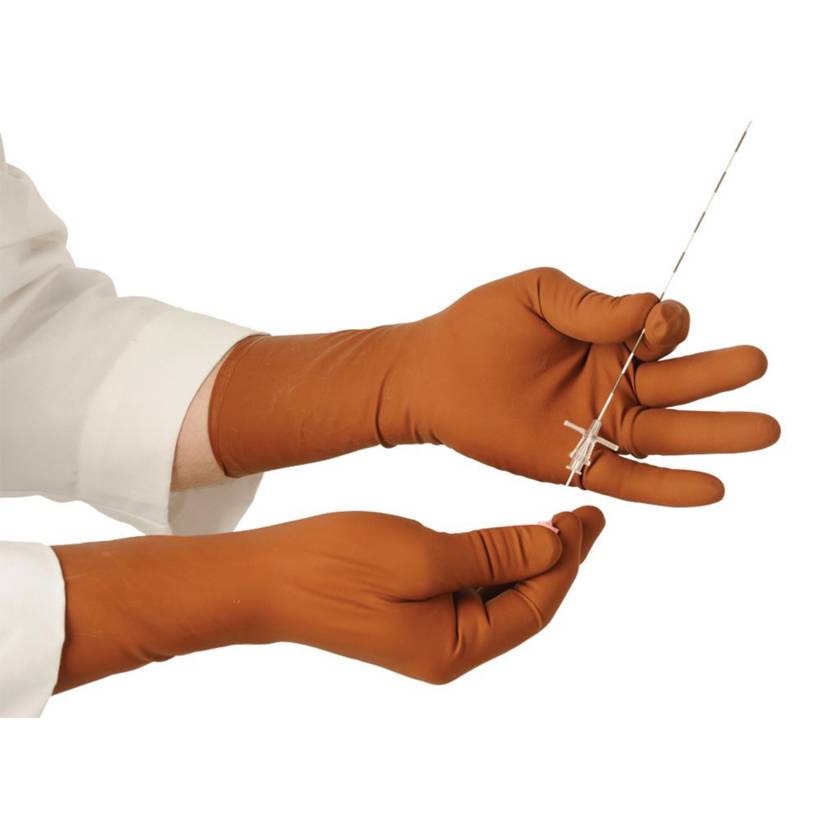 Phillips Safety XGuard RR3 Radiation-Reducing Surgical Rubber Glove, 0.60 mm Thickness - Handling an Access Needle (Access needle not included)