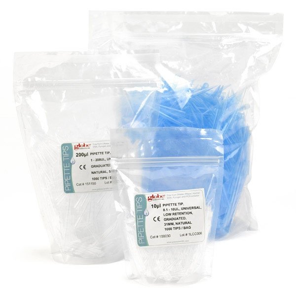 0.1uL10uL Certified Pipette Tips Universal Reference Tips Globe Scientific