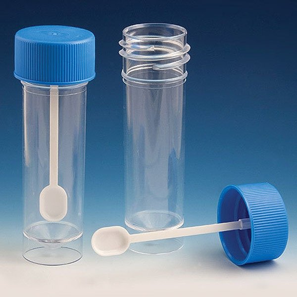 30mL Fecal Containers Skirted Conical Bottom Screwcap with Spoon