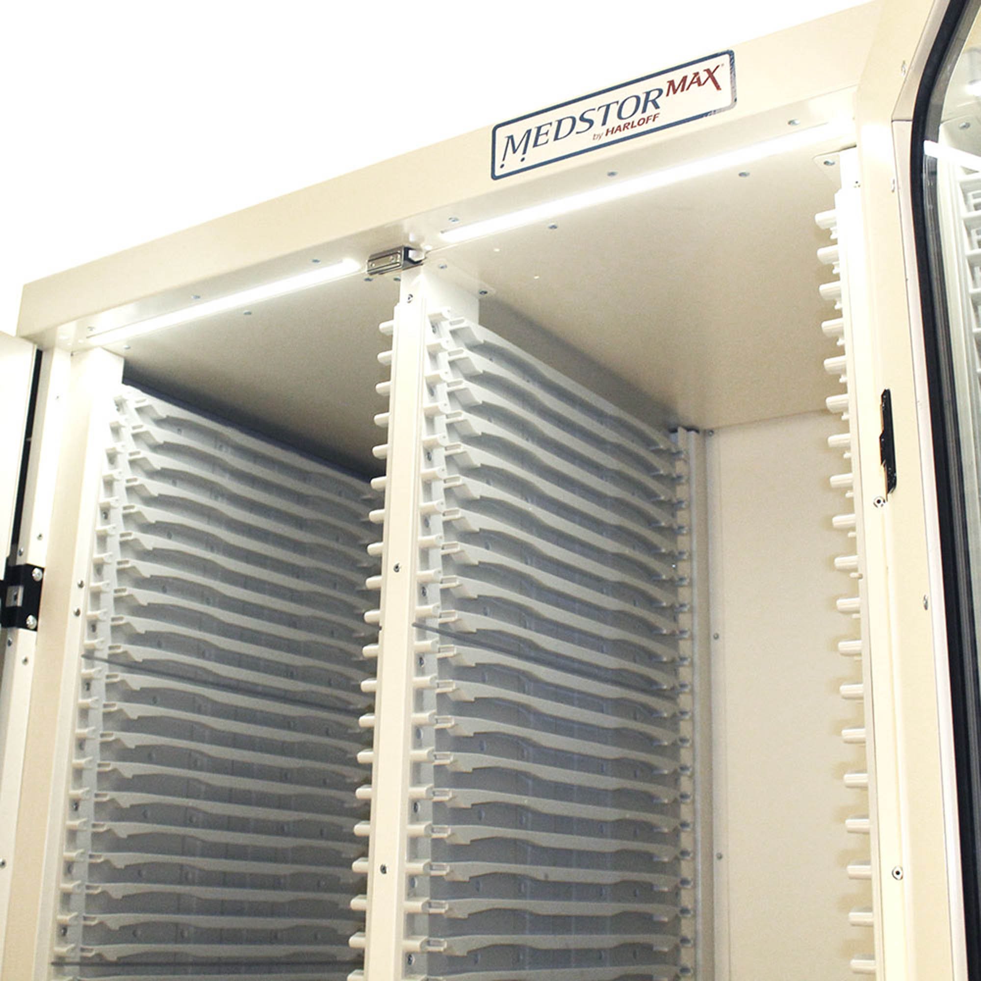 Triple Column Storage Cabinet with Double Wide Open Right Column, Glass  Doors, Electronic Keypad Lock, MSPM83-L0GEK - Harloff