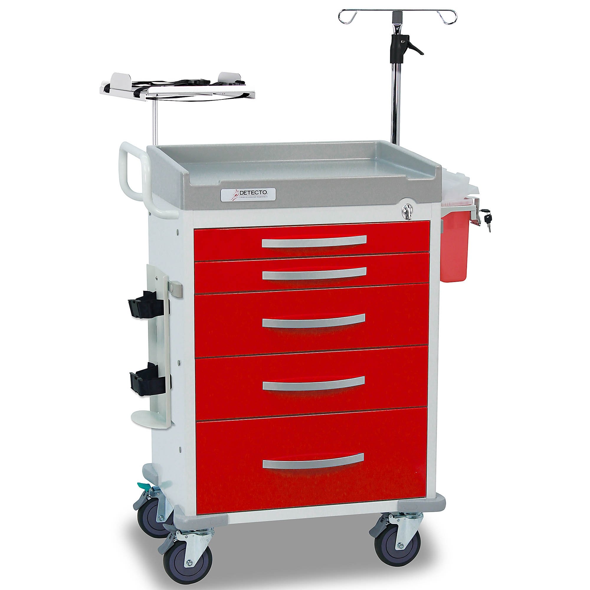 Detecto RC33669REDL Rescue Series Loaded ER Medical Cart 5 Red Drawers