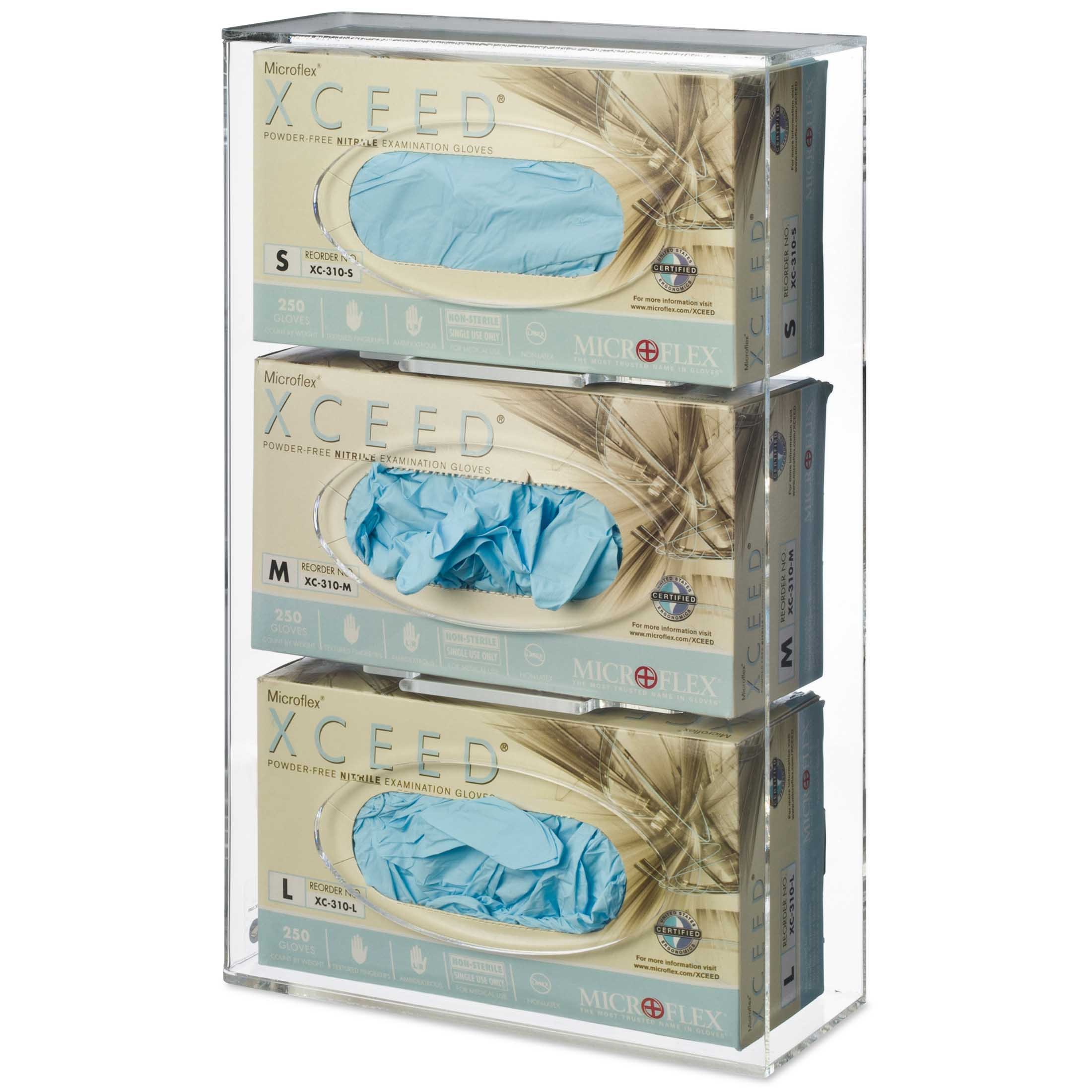 OmniMed 305365 Deluxe Acrylic Triple Glove Box Holder