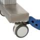 Travels effortlessly on 4” antistatic swivel casters with brakes.