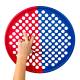 CanDo® 10-0859 Web Hand Exerciser, Low-Powder Latex, 14" Diameter, Multi-Resistance, Red and Blue - One-Hand Use