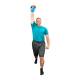 CanDo® 10-3194 Vinyl-Coated Cast-Iron Kettlebell, 15 lbs, Blue - In Use for Lunges