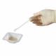 Heathrow Scientific Sterile Standard Square Weighing Boat - White, Antistatic is shown in use. Scoop NOT included.