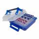 Heathrow Scientific 120926 DuraPorter® XL High-Capacity Sample Transport Tote, Blue - Open Lid with Assorted Tubes (Tubes are Sold Separately)