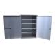 These doors feature strong piano hinges and a dual-locking system for enhanced content security. The four adjustable aluminum shelves increase storage capacity.