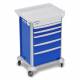 DETECTO 2000111 MobileCare Series Medical Cart - Blue, Five 23" Wide Drawers with Key Lock, 3 Handrails