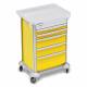 DETECTO 2000131 MobileCare Series Medical Cart - Yellow, Five 23" Wide Drawers with Key Lock, 3 Handrails