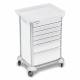 DETECTO 2000150 MobileCare Series Medical Cart - White, Six 23" Wide Drawers with Key Lock, 3 Handrails