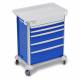 DETECTO 2000611 MobileCare Series Medical Cart - Blue, Five 29" Wide Drawers with Key Lock, 3 Handrails