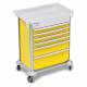 DETECTO 2000630 MobileCare Series Medical Cart - Yellow, Six 29" Wide Drawers with Key Lock, 3 Handrails