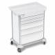 DETECTO 2000651 MobileCare Series Medical Cart - White, Five 29" Wide Drawers with Key Lock, 3 Handrails