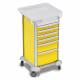 DETECTO 2001630 MobileCare Series Medical Cart - Yellow, Six 16.5" Wide Drawers with Key Lock, 3 Handrails