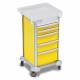 DETECTO 2001631 MobileCare Series Medical Cart - Yellow, Five 16.5" Wide Drawers with Key Lock, 3 Handrails