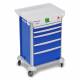 DETECTO 2015111 MobileCare Series Medical Cart - Blue, Five 23" Wide Drawers with Quick Release Lock, 3 Handrails