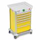DETECTO 2015130 MobileCare Series Medical Cart - Yellow, Six 23" Wide Drawers with Quick Release Lock, 3 Handrails