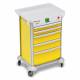 DETECTO 2015131 MobileCare Series Medical Cart - Yellow, Five 23" Wide Drawers with Quick Release Lock, 3 Handrails