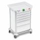 DETECTO 2015150 MobileCare Series Medical Cart - White, Six 23" Wide Drawers with Quick Release Lock, 3 Handrails