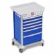 DETECTO 2020110 MobileCare Series Medical Cart - Blue, Six 23" Wide Drawers with Electronic Individual Drawer Lock & Sensor, 3 Handrails