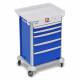 DETECTO 2020111 MobileCare Series Medical Cart - Blue, Five 23" Wide Drawers with Electronic Individual Drawer Lock & Sensor, 3 Handrails