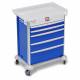 DETECTO 2020611 MobileCare Series Medical Cart - Blue, Five 29" Wide Drawers with Electronic Individual Drawer Lock & Sensor, 3 Handrails