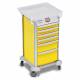 DETECTO 2021630 MobileCare Series Medical Cart - Yellow, Six 16.5" Wide Drawers with Electronic Individual Drawer Lock & Sensor, 3 Handrails