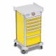 DETECTO 2022359 MobileCare Series Medical Cart - Yellow, Six 16.5" Wide Drawers with Electronic Individual Drawer Lock & Sensor, 2 Handrails
